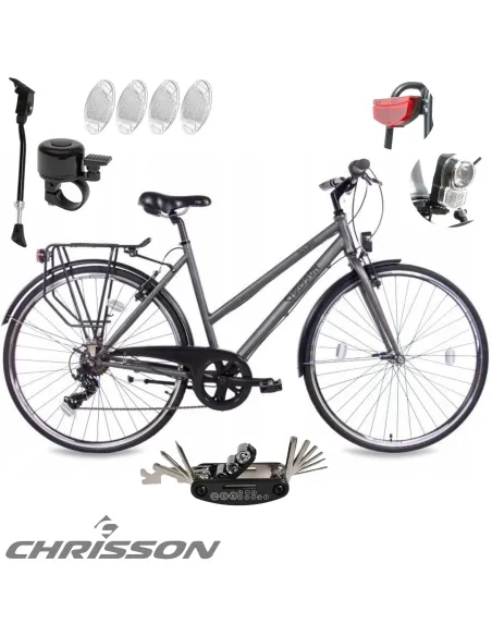 Rower Damski Miejski Koła 28" SHIMANO Błotniki Oświetlenie Bagażnik Damka