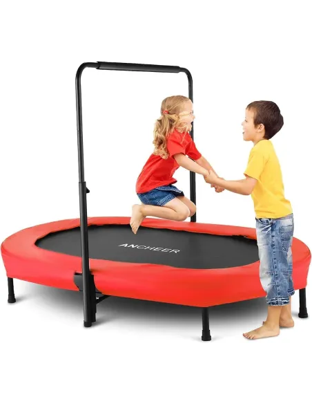 Trampolina Podwójna ANCHEER z Uchwytem 2-osobowa Składana dla Dzieci 100kg