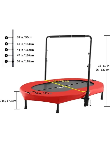 Trampolina Podwójna ANCHEER z Uchwytem 2-osobowa Składana dla Dzieci 100kg