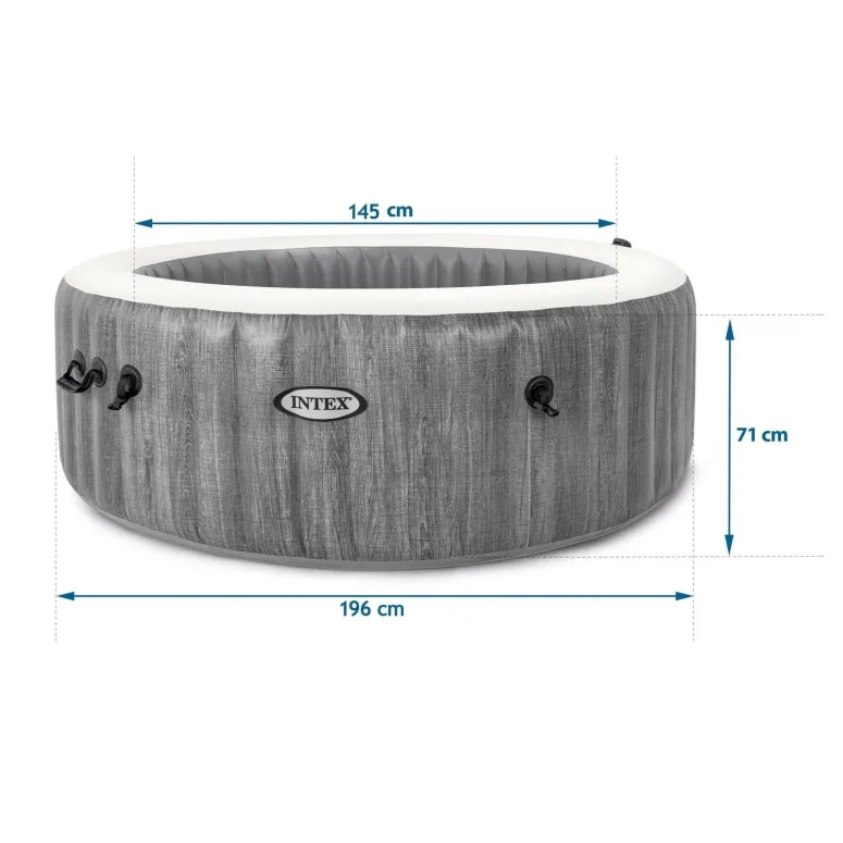 Basen Dmuchany Z Hydromasażem Intex Greywood Zestaw 140 Dysz 4 Osoby 196 cm