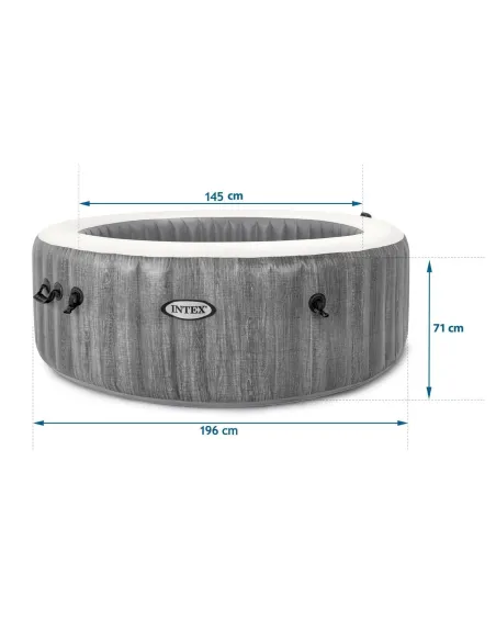 Basen Dmuchany Z Hydromasażem Intex Greywood Zestaw 140 Dysz 4 Osoby 196 cm