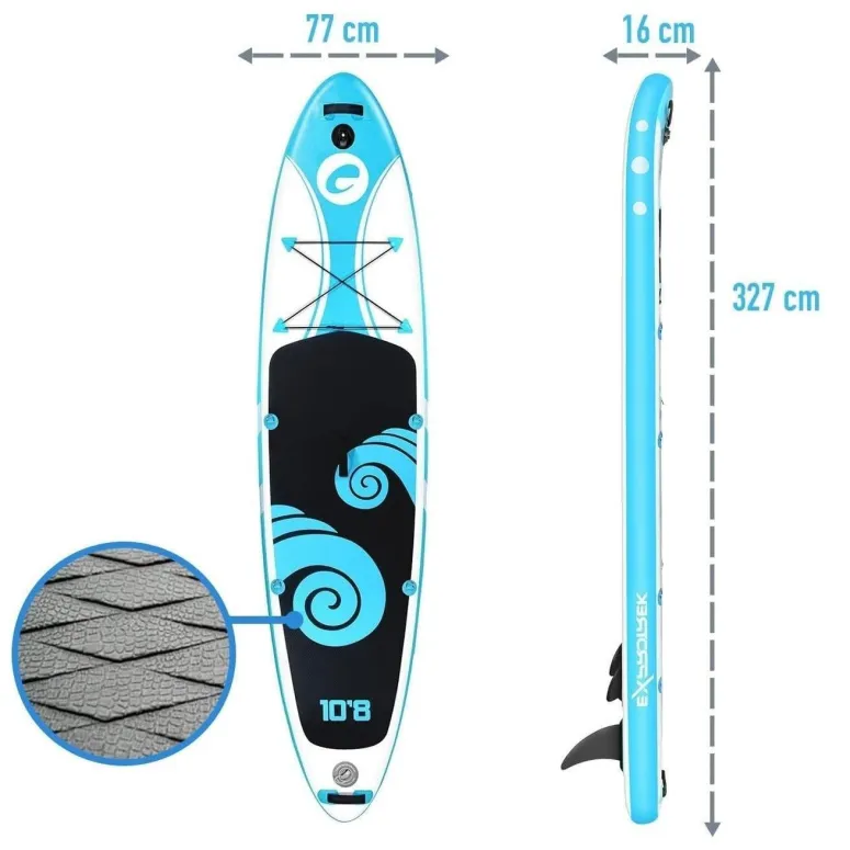 Deska SUP Pompowana Exprotrek Zestaw Z Wiosłem Do Pływania Paddle 327 cm