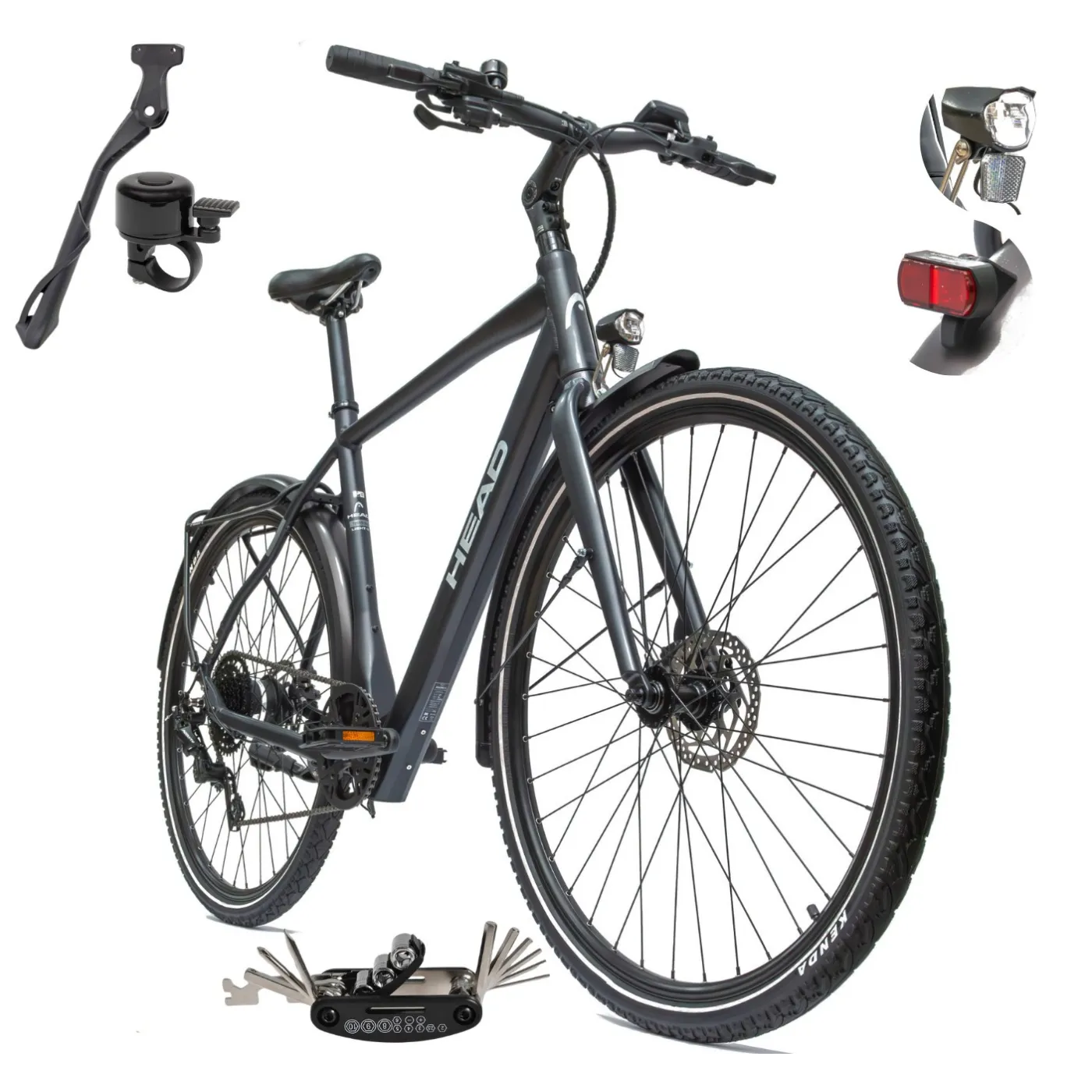 Elektryczny Rower Trekkingowy HEAD 28 Alu Hydraulika Cyngle 250W Światła