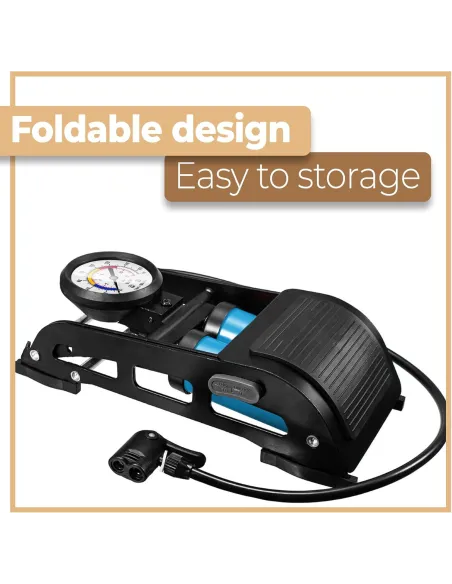 Pompka Nożna Metalowa do Piłek Roweru Samochodu Retoo M052 z Manometrem