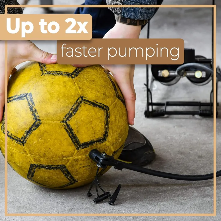 Pompka Nożna Metalowa do Piłek Roweru Samochodu Retoo M052 z Manometrem