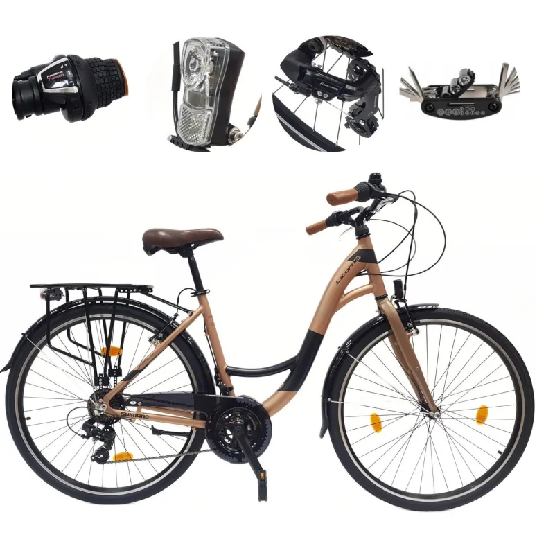 Rower Miejski Uniseks 28" Alu V-brake Shimano Revoshift 21-biegów Światła