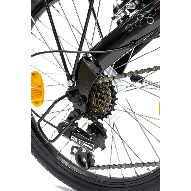 Składany Rower Miejski 20 Aluminiowy 6 Biegów Oświetlenie Składak V-brake