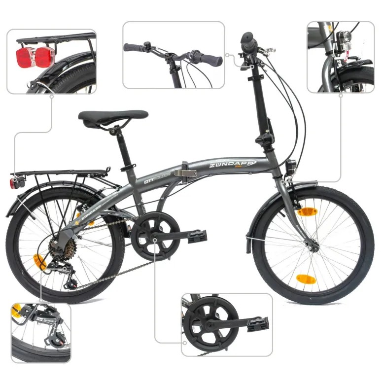 Rower Składany 20 Składak Męski Damski Miejski Bagażnik Oświetlenie Dzwonek