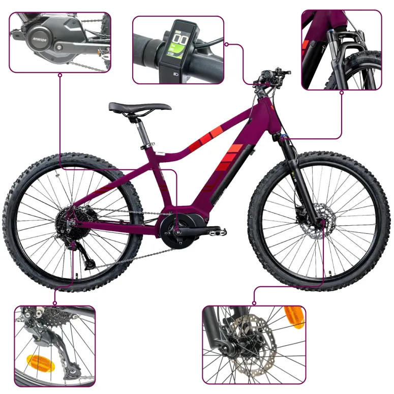 Rower Elektryczny Górski MTB 24" Młodzieżowy Dziecięcy Ananda 250 W 25 km/h