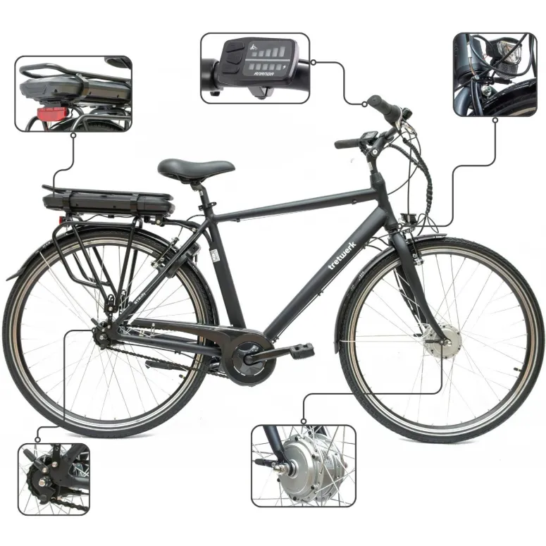 Rower Elektryczny Męski Trekkingowy 28" ALU 250 W Shimano NEXUS 7 Światła