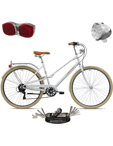 Rower Damski Miejski Koła 28" SHIMANO Błotniki Bagażnik Oświetlenie Stopka