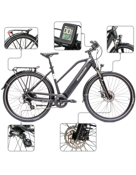 Rower Elektryczny Damski Trekkingowy Koła 28" SHIMANO 250 W Aplikacja 2025