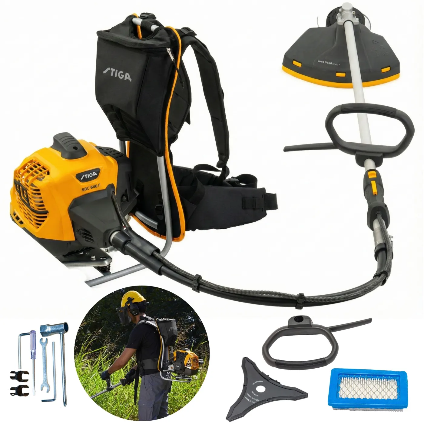 Kosa Spalinowa Podkaszarka Plecakowa STIGA SBC 646 F 44,8 cm³ 45cm ZESTAW