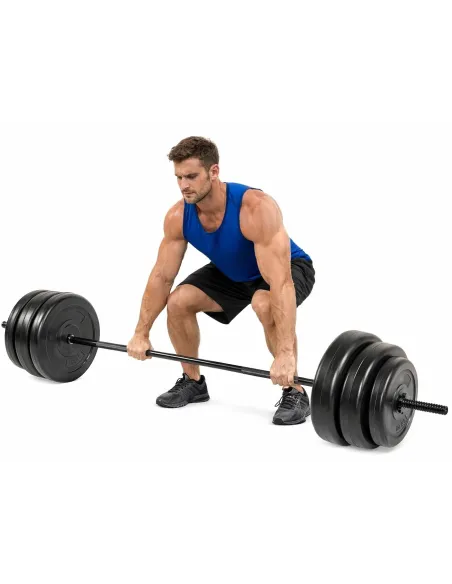 Sztanga Gryf z Obciążeniem 45kg (100lb) Winyl Hantle Siłownia Domowa 5FT