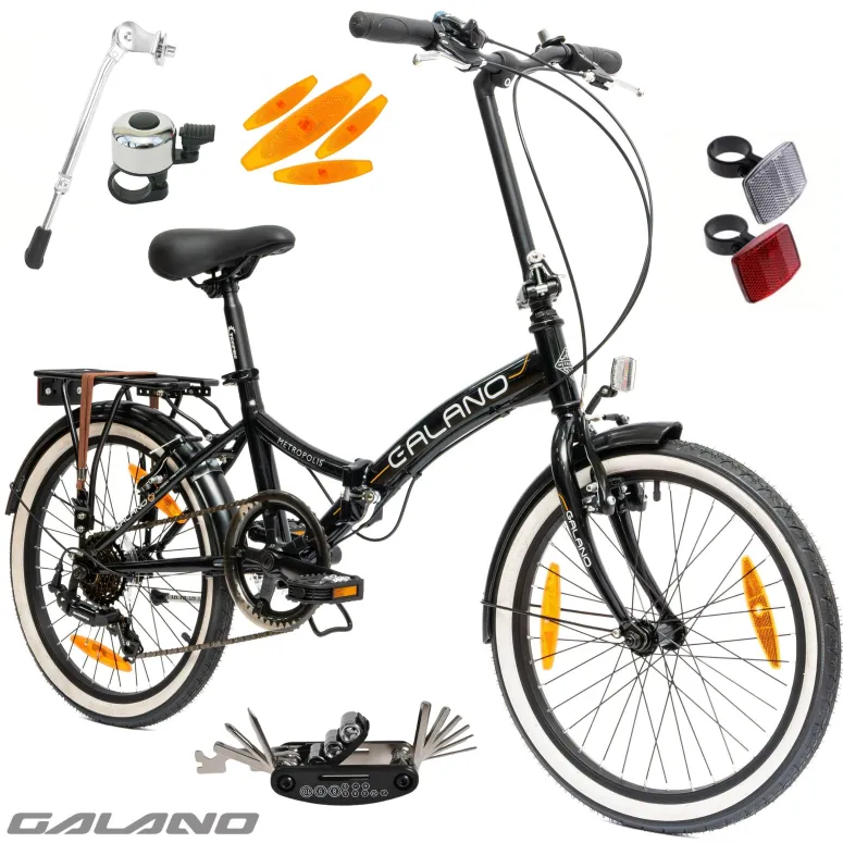 Rower Damski Męski Składany 20" Składak SHIMANO Dzwonek Bagażnik Stopka