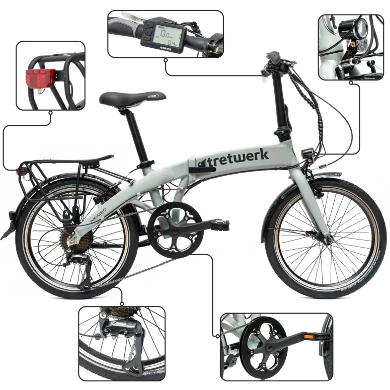 Rower Elektryczny Damski Męski Składany 20" SHIMANO LCD Składak 250 W Alu