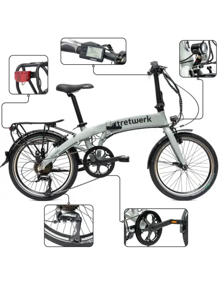 Rower Elektryczny Damski Męski Składany 20" SHIMANO LCD Składak 250 W Alu