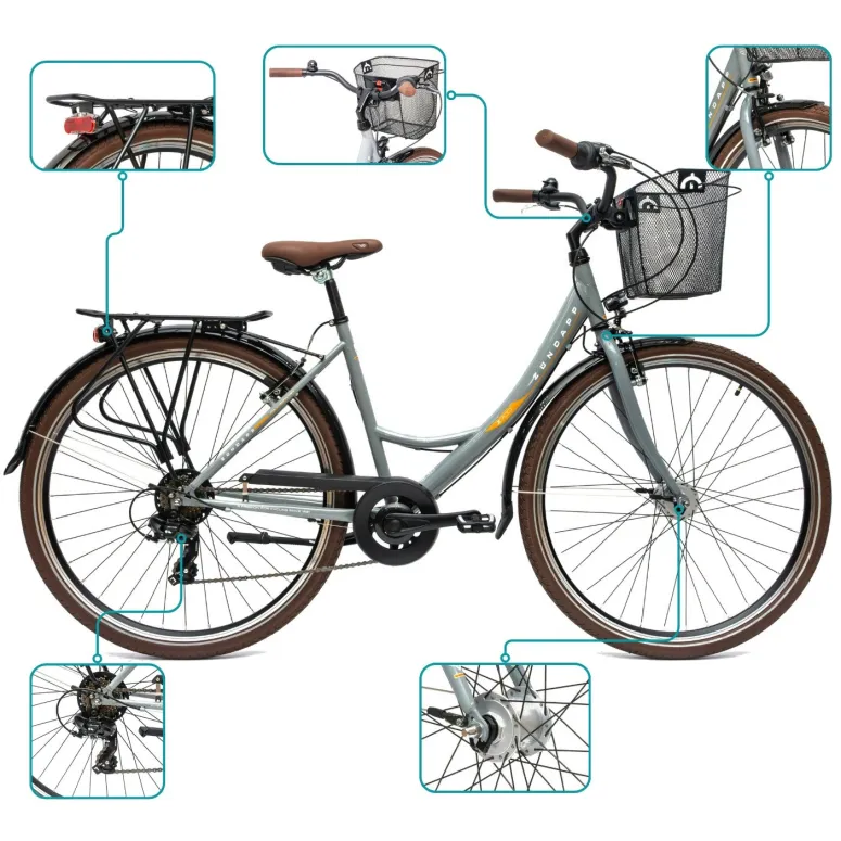 Rower Damski Miejski 28" SHIMANO Oświetlenie Dynamo Koszyk Bagażnik Stopka