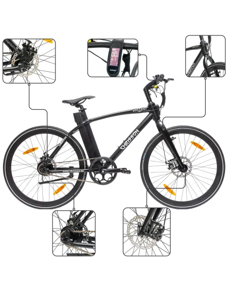 Rower Elektryczny Męski Trekkingowy Koła 28" LCD 250 W Tarcze Aluminium