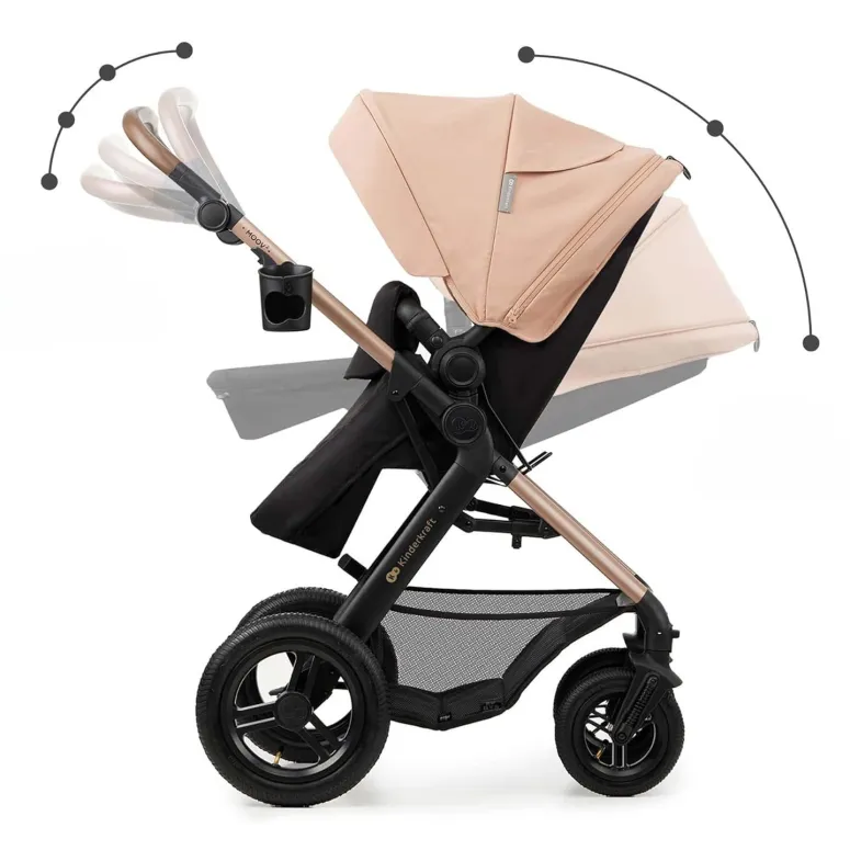 Wózek Dziecięcy 3w1 Kinderkraft MOOV 2 AIR Fotelik Wielofunkcyjny Beżowy