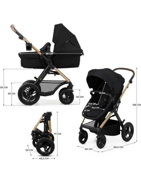 Wózek Dziecięcy 3w1 Kinderkraft MOOV 2 AIR Fotelik Wielofunkcyjny Czarny