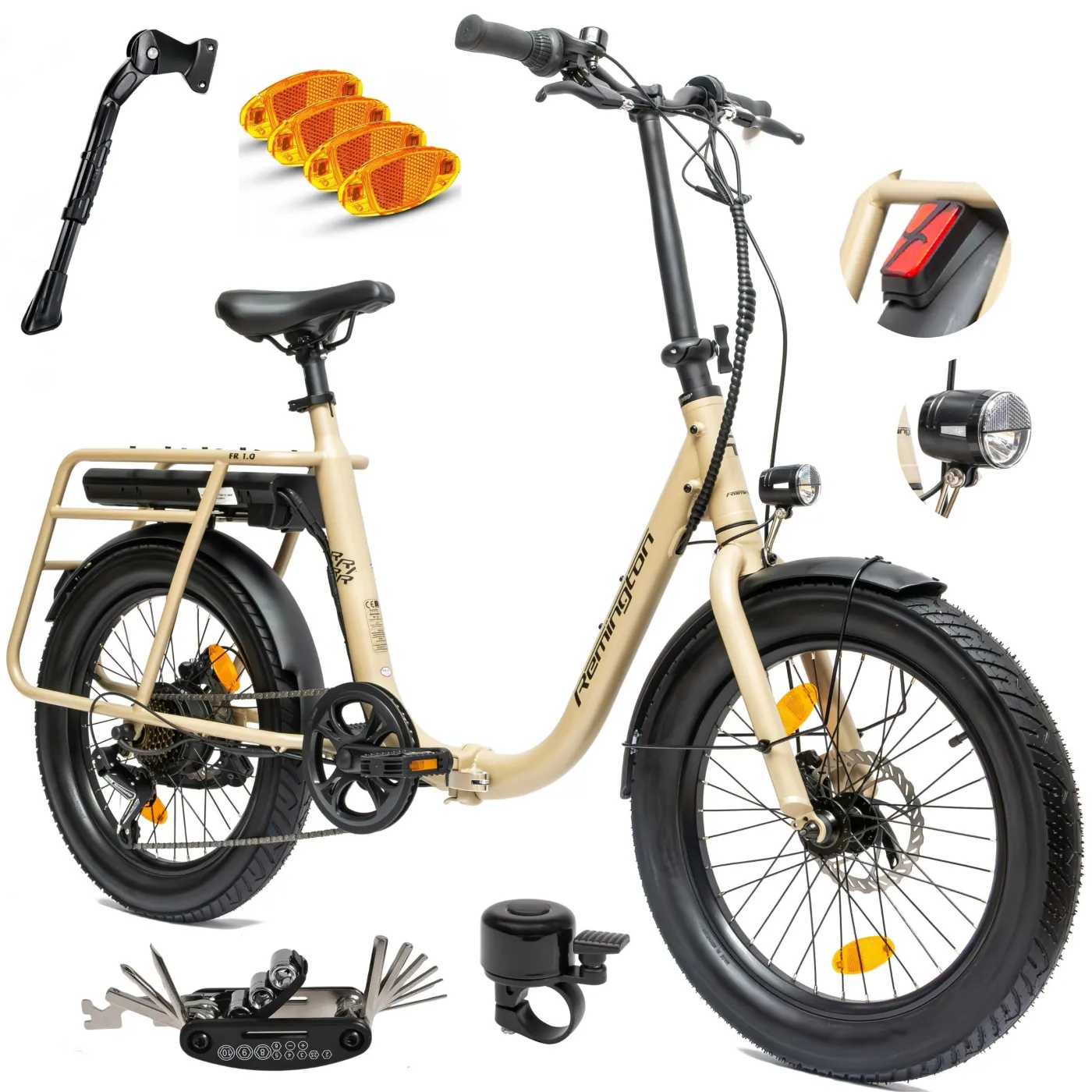 Rower Elektryczny Damski Męski Składany 20 Składak Shimano Bagażnik Światła