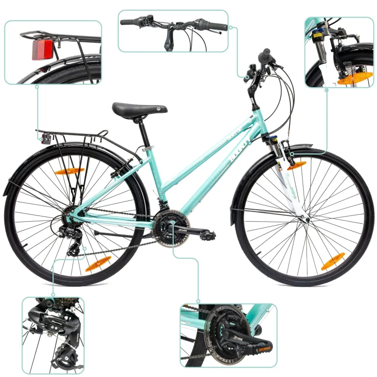 Rower Damski Trekkingowy 28" ALU SHIMANO Turystyczny Dzwonek Stopka