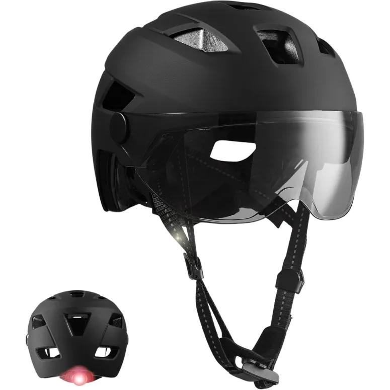 Kask Rowerowy Crazy Safety M/L 55–61 cm z Wizjerem i Lampką LED