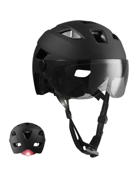 Kask Rowerowy Crazy Safety M/L 55–61 cm z Wizjerem i Lampką LED