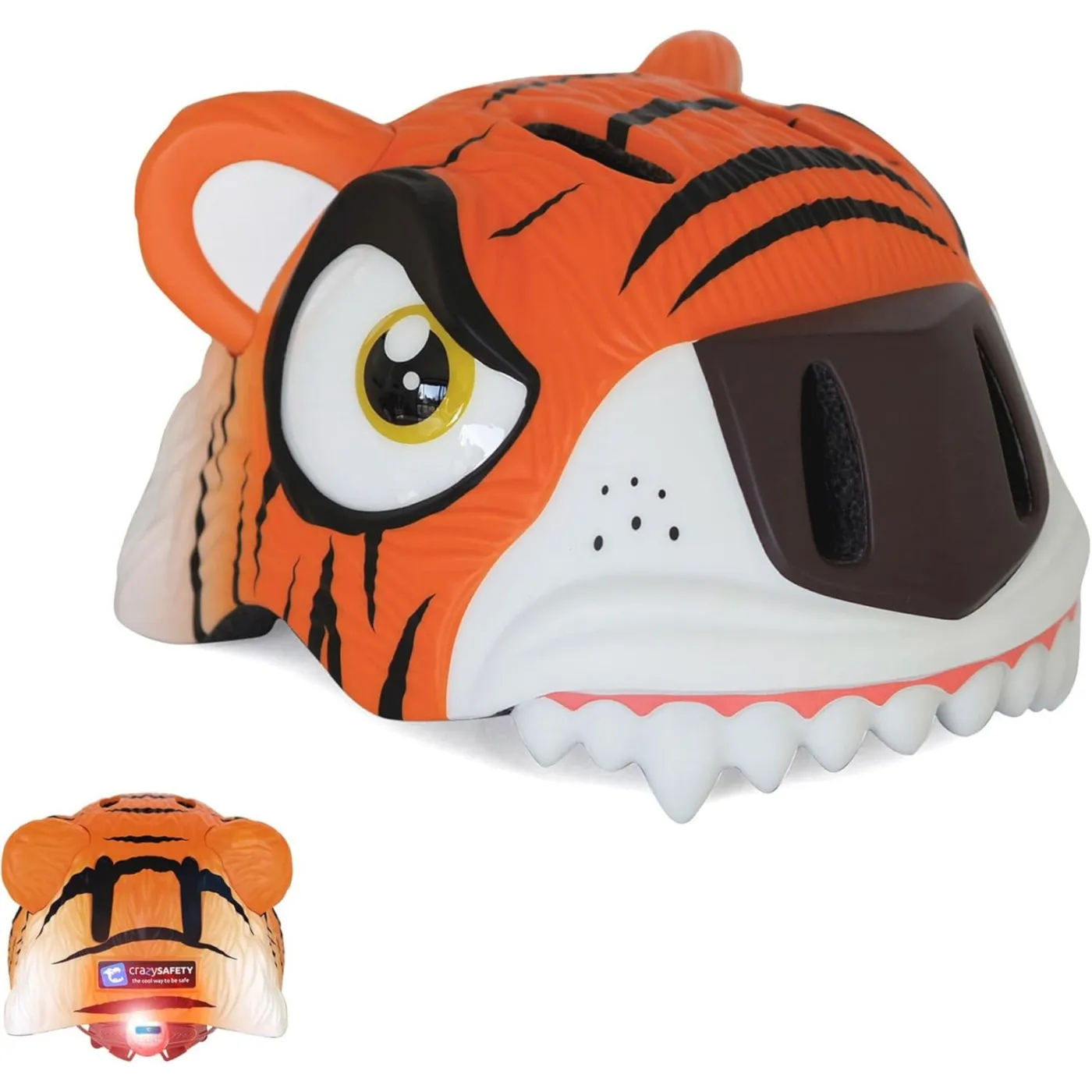 Kask Dziecięcy Crazy Safety Tiger - Rozmiar&nbsp;S (49-55cm) z Lampką LED