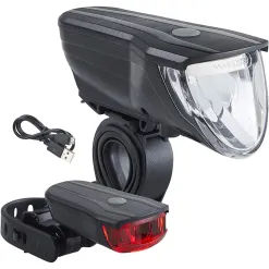 Lampka Rowerowa Przednia i Tylna LED USB 70 Lux ZESTAW Büchel Vancouver Pro