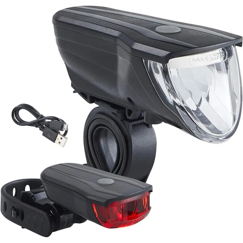 Lampka Rowerowa Przednia i Tylna LED USB 70 Lux ZESTAW Büchel Vancouver Pro