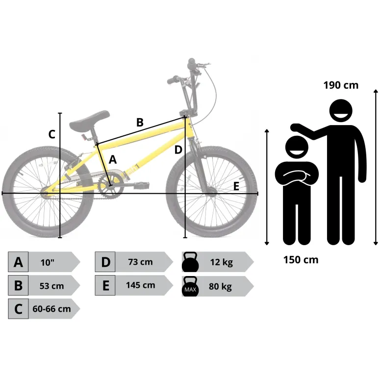 Rower Męski Damski BMX Koła 20" Stalowy V-brake U-brake Odblaski Dzwonek