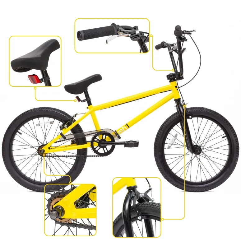 Rower Męski Damski BMX Koła 20" Stalowy V-brake U-brake Odblaski Dzwonek