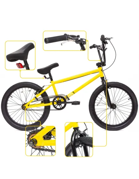 Rower Męski Damski BMX Koła 20" Stalowy V-brake U-brake Odblaski Dzwonek