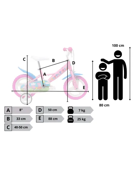 Rower Dziewczęcy Peppa Pig Świnka Peppa Koła 12" Kółka boczne Błotniki