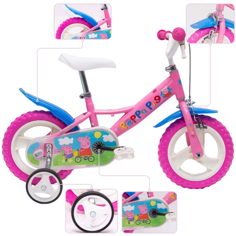 Rower Dziewczęcy Peppa Pig Świnka Peppa Koła 12" Kółka boczne Błotniki