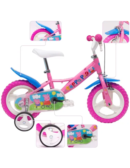 Rower Dziewczęcy Peppa Pig Świnka Peppa Koła 12" Kółka boczne Błotniki