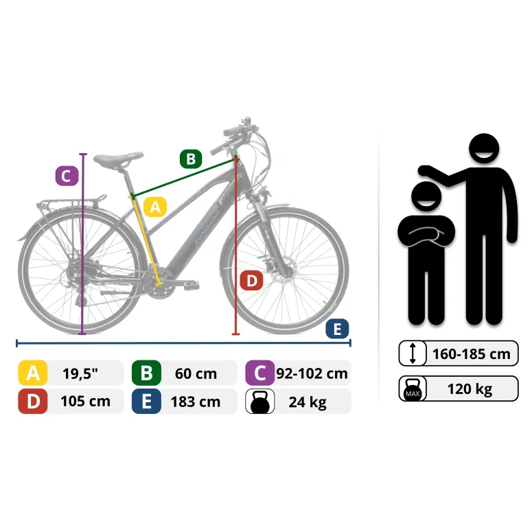 Rower Elektryczny Damski Męski Trekkingowy 28 250W Shimano Hydraulika ALU