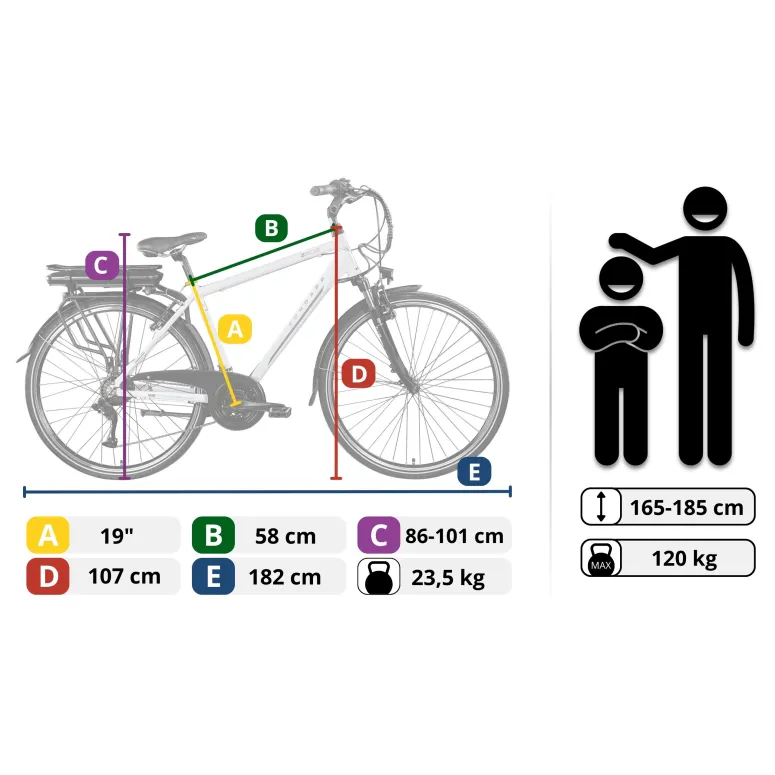 Rower Elektryczny Trekkingowy 28 ALU Wspomaganie 5 Trybów Revo Turystyczny
