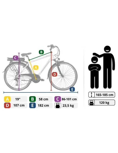 Rower Elektryczny Trekkingowy 28 ALU Wspomaganie 5 Trybów Revo Turystyczny