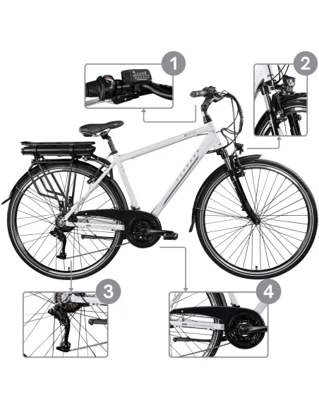 Rower Elektryczny Trekkingowy 28 ALU Wspomaganie 5 Trybów Revo Turystyczny