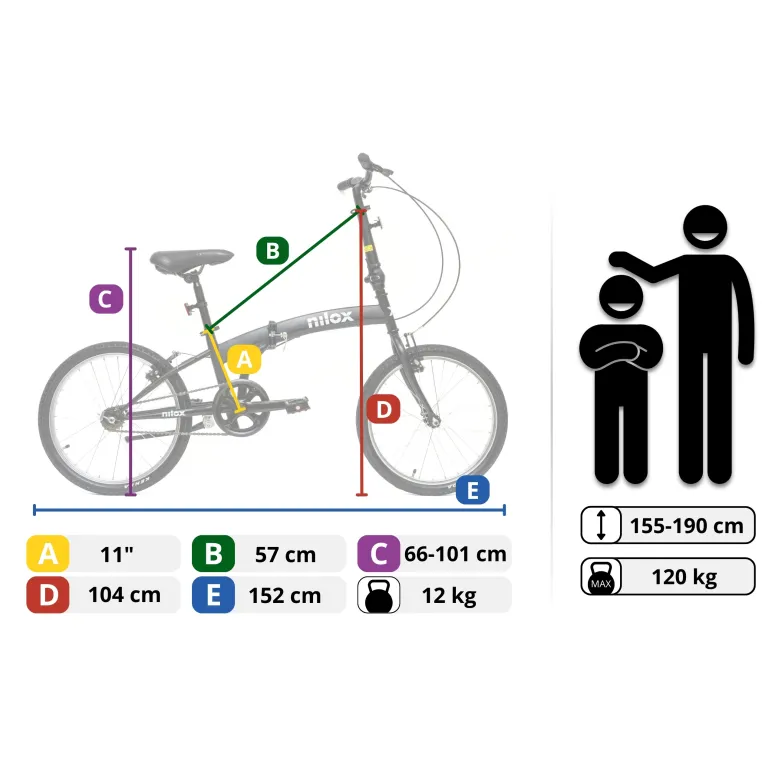 Rower Składany Nilox X0, Koła 20"