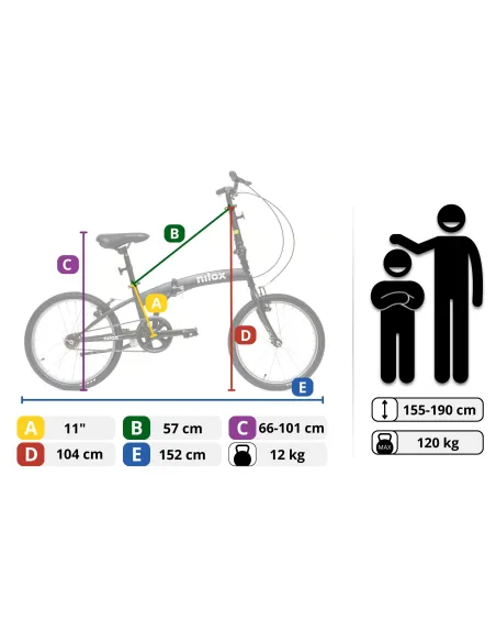 Rower Składany Nilox X0, Koła 20"