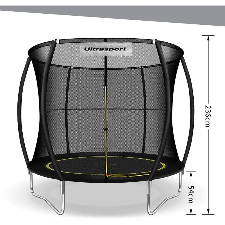 Trampolina Ultrasport Bez Sprężyn System Linowy Siatka Bezpieczeństwa 244cm