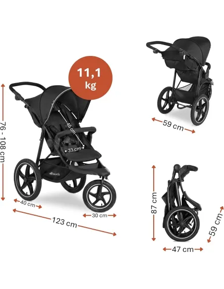 Wózek Spacerowy Trójkołowy Składany Hauck Runner 2 REGULACJA