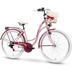 Rower Miejski Damski IwoBike Cherry Blossom, Koła 28”
