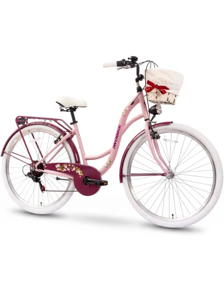 Rower Miejski Damski IwoBike Cherry Blossom, Koła 28”