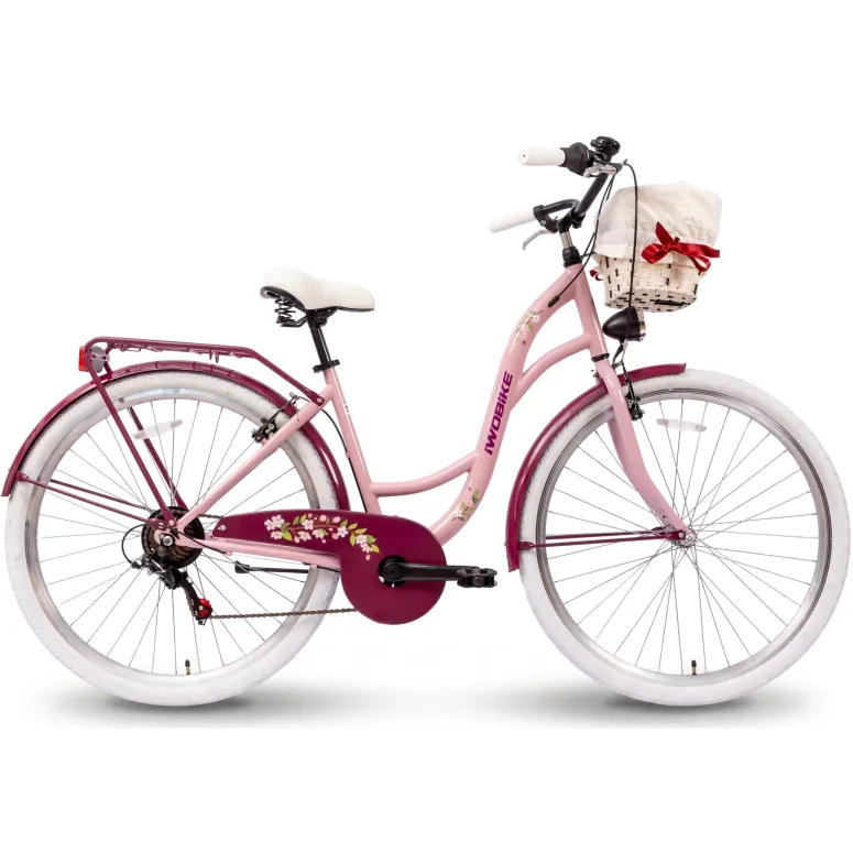 Rower Miejski Damski IwoBike Cherry Blossom, Koła 28”