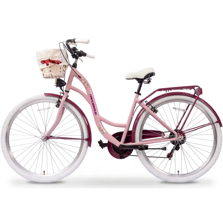 Rower Miejski Damski IwoBike Cherry Blossom, Koła 28”